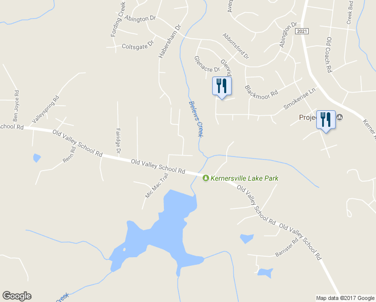map of restaurants, bars, coffee shops, grocery stores, and more near 6379 Inez Lane in Kernersville