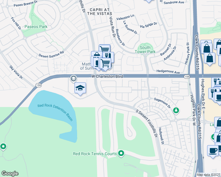 map of restaurants, bars, coffee shops, grocery stores, and more near 11717 Bradford Commons Drive in Las Vegas