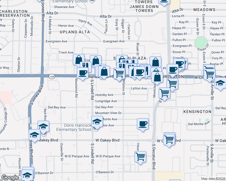 map of restaurants, bars, coffee shops, grocery stores, and more near 5317 Lytton Avenue in Las Vegas