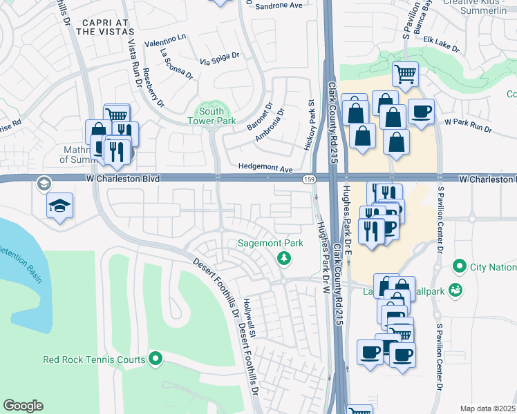 map of restaurants, bars, coffee shops, grocery stores, and more near 11325 West Charleston Boulevard in Las Vegas