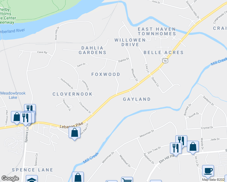 map of restaurants, bars, coffee shops, grocery stores, and more near 1826 Lebanon Pike in Nashville