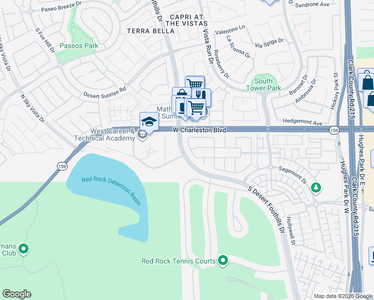 map of restaurants, bars, coffee shops, grocery stores, and more near 1253 Elliston Road in Las Vegas