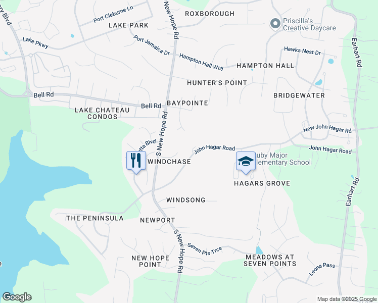 map of restaurants, bars, coffee shops, grocery stores, and more near 5042 John Hagar Road in Nashville