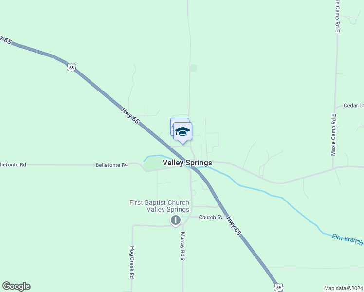 map of restaurants, bars, coffee shops, grocery stores, and more near School Street in Valley Springs