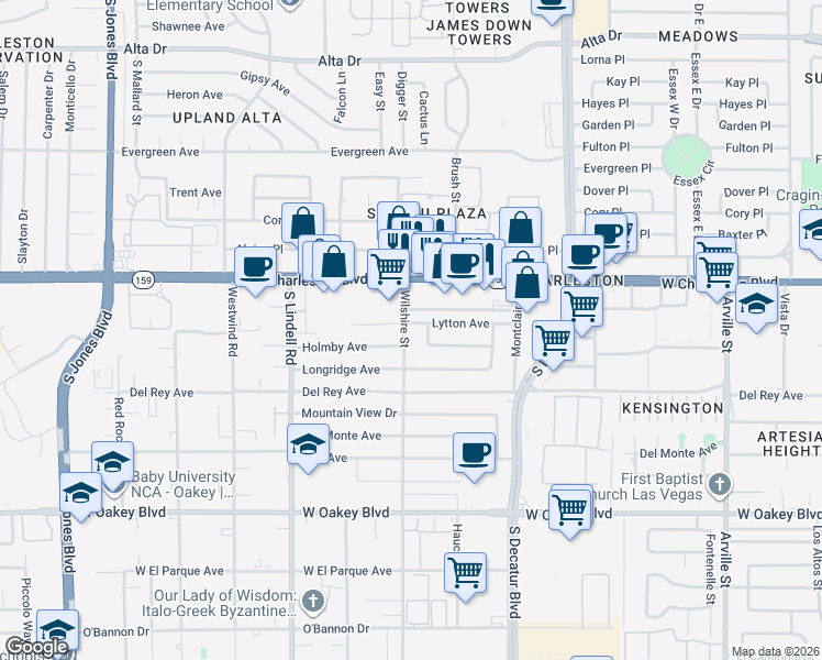 map of restaurants, bars, coffee shops, grocery stores, and more near 5229 Lytton Avenue in Las Vegas