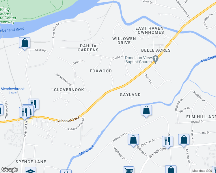 map of restaurants, bars, coffee shops, grocery stores, and more near 1826 Lebanon Pike in Nashville