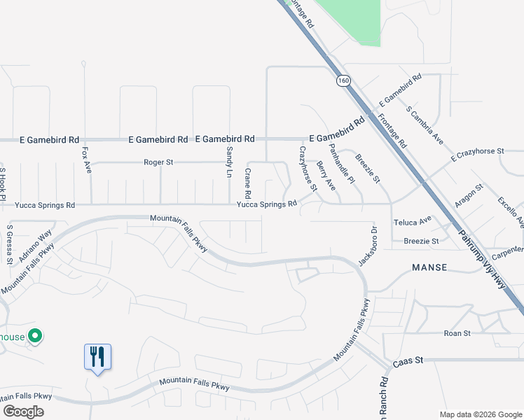 map of restaurants, bars, coffee shops, grocery stores, and more near 5621 Yucca Springs Road in Pahrump