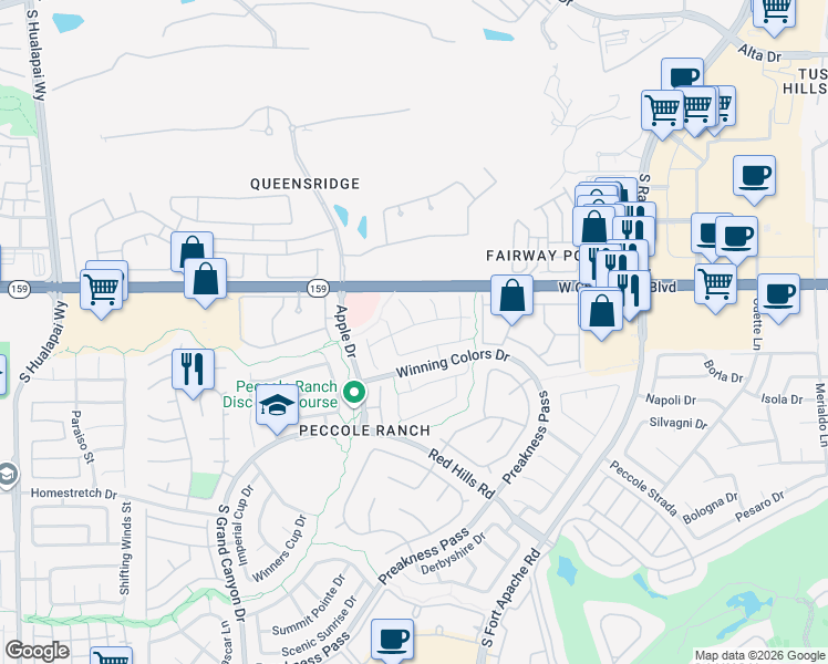 map of restaurants, bars, coffee shops, grocery stores, and more near 9365 Lotus Elan Drive in Las Vegas