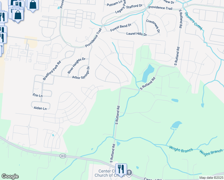 map of restaurants, bars, coffee shops, grocery stores, and more near 605 South Rutland Road in Mt. Juliet