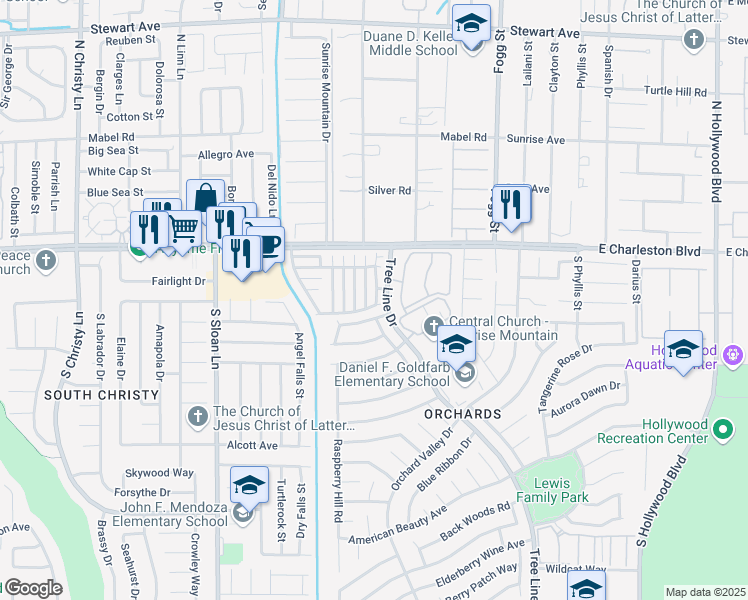 map of restaurants, bars, coffee shops, grocery stores, and more near 1279 Black Cherry Street in Las Vegas