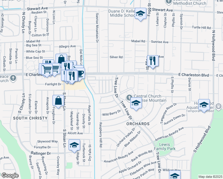 map of restaurants, bars, coffee shops, grocery stores, and more near 1279 Black Cherry Street in Las Vegas
