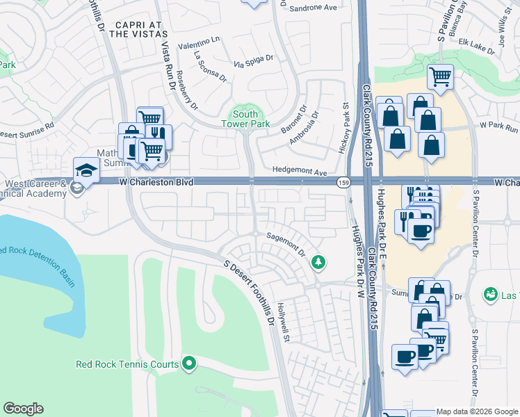 map of restaurants, bars, coffee shops, grocery stores, and more near 11429 Rain Canyon Avenue in Las Vegas