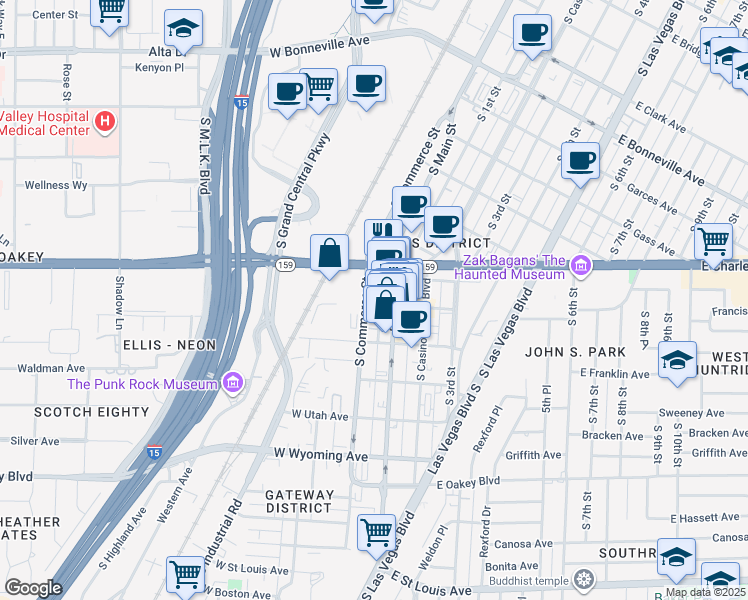 map of restaurants, bars, coffee shops, grocery stores, and more near 1200 S Commerce St in Las Vegas