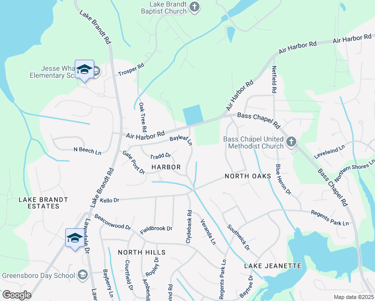 map of restaurants, bars, coffee shops, grocery stores, and more near 5806 Bayleaf Lane in Greensboro