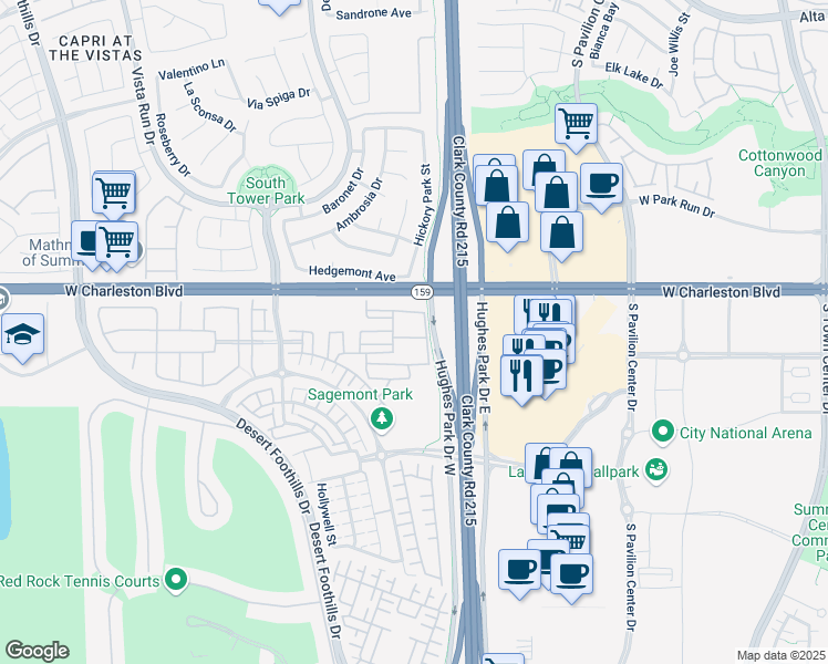 map of restaurants, bars, coffee shops, grocery stores, and more near 11236 Rainbow Peak Avenue in Las Vegas