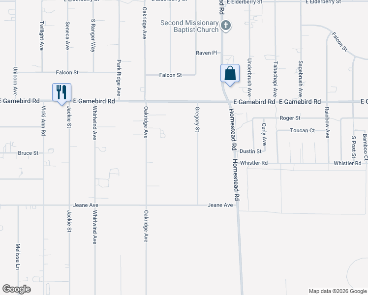 map of restaurants, bars, coffee shops, grocery stores, and more near 4230 Gregory Street in Pahrump