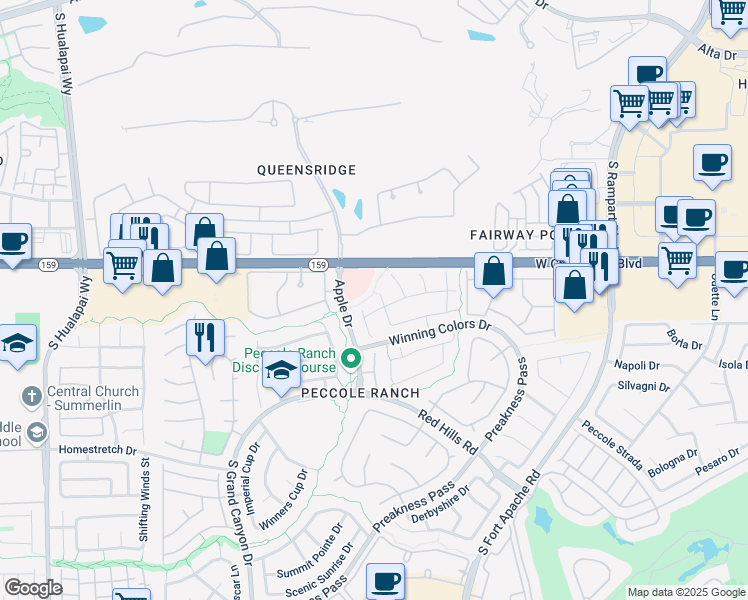 map of restaurants, bars, coffee shops, grocery stores, and more near 1124 Triumph Court in Las Vegas