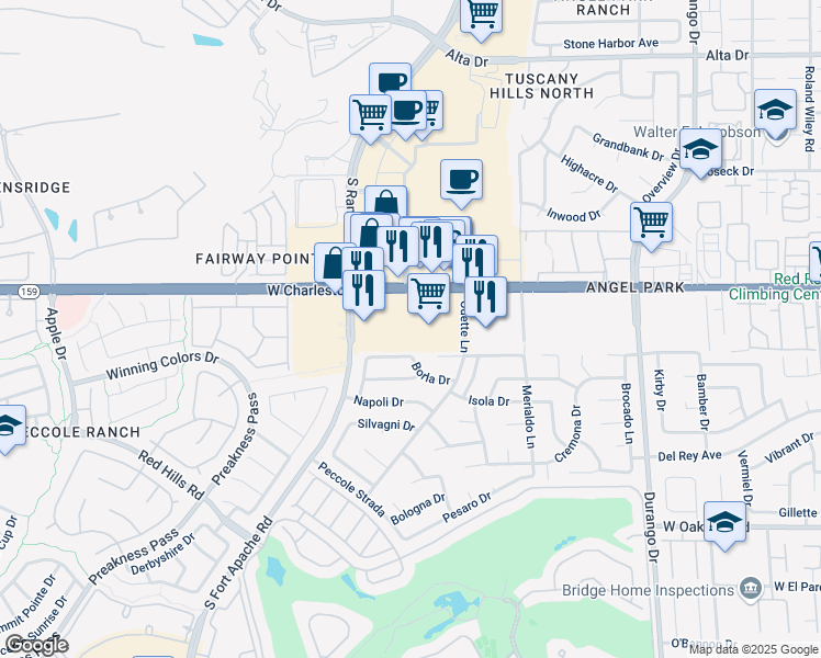 map of restaurants, bars, coffee shops, grocery stores, and more near 8855 West Charleston Boulevard in Las Vegas