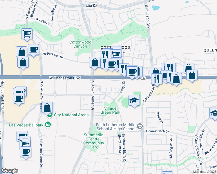 map of restaurants, bars, coffee shops, grocery stores, and more near 10401 West Charleston Boulevard in Las Vegas