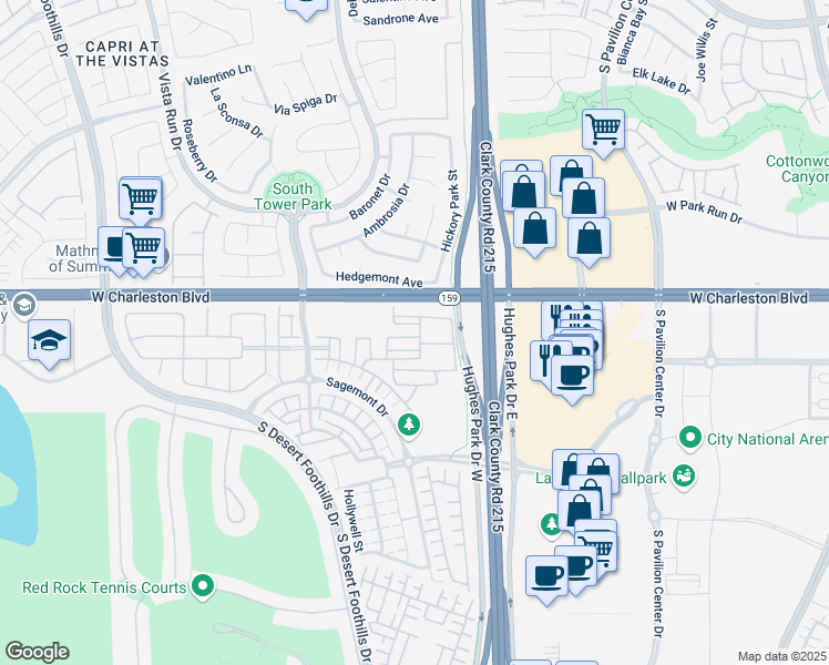 map of restaurants, bars, coffee shops, grocery stores, and more near 11273 Hidden Peak Avenue in Las Vegas
