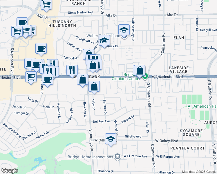 map of restaurants, bars, coffee shops, grocery stores, and more near 1209 Emerywood Court in Las Vegas