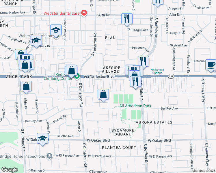 map of restaurants, bars, coffee shops, grocery stores, and more near 1111 Warbonnet Way in Las Vegas