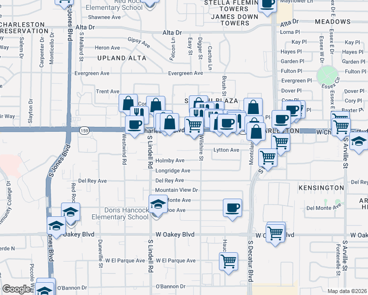 map of restaurants, bars, coffee shops, grocery stores, and more near 5317 Lytton Avenue in Las Vegas