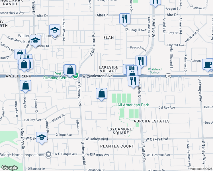 map of restaurants, bars, coffee shops, grocery stores, and more near 1111 Warbonnet Way in Las Vegas