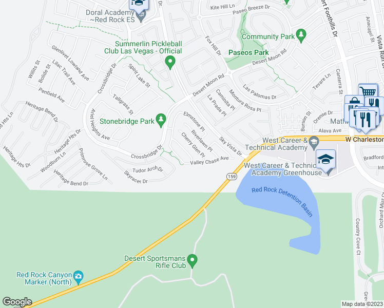 map of restaurants, bars, coffee shops, grocery stores, and more near 892 Haven Oaks Place in Las Vegas