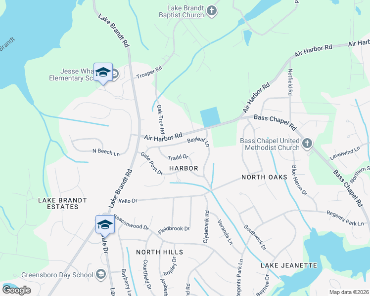 map of restaurants, bars, coffee shops, grocery stores, and more near 1806 Tradd Court in Greensboro