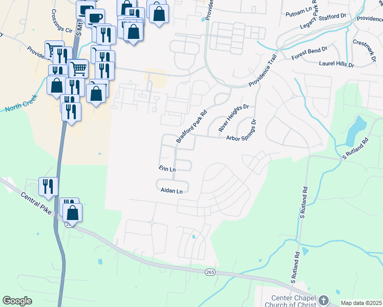 map of restaurants, bars, coffee shops, grocery stores, and more near 5505 Escalade Drive in Mount Juliet