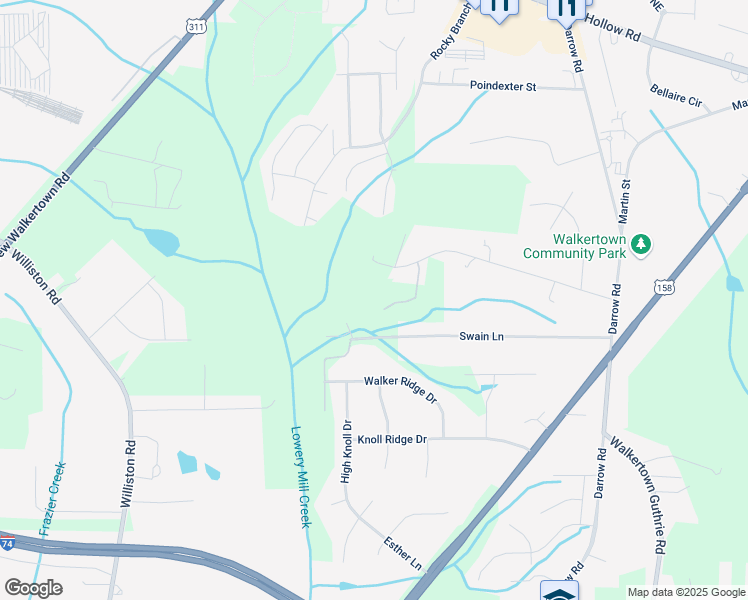 map of restaurants, bars, coffee shops, grocery stores, and more near 4809 Swain Lane in Walkertown