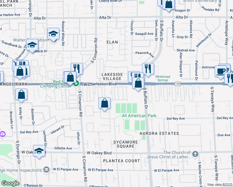 map of restaurants, bars, coffee shops, grocery stores, and more near 23 Warbonnet Way in Las Vegas
