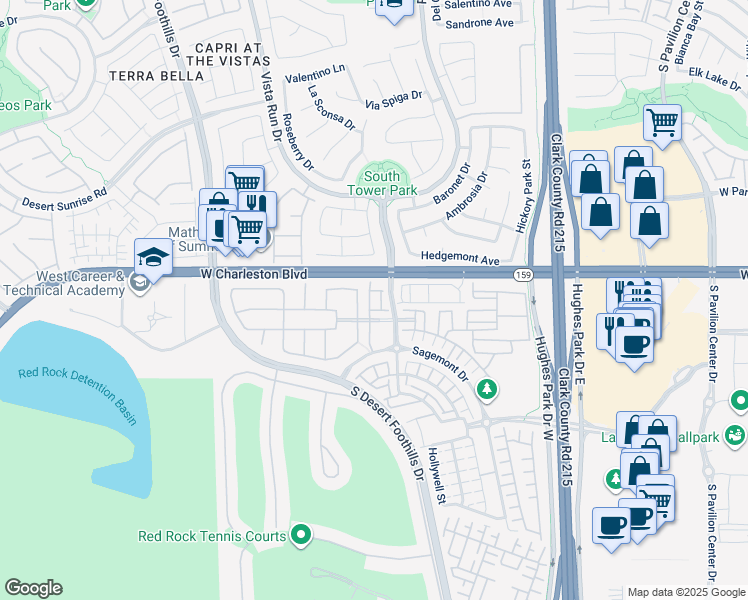 map of restaurants, bars, coffee shops, grocery stores, and more near 1164 Prospering Creek Street in Las Vegas