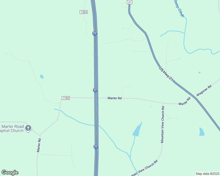 map of restaurants, bars, coffee shops, grocery stores, and more near 2043 Marler Road in Hamptonville