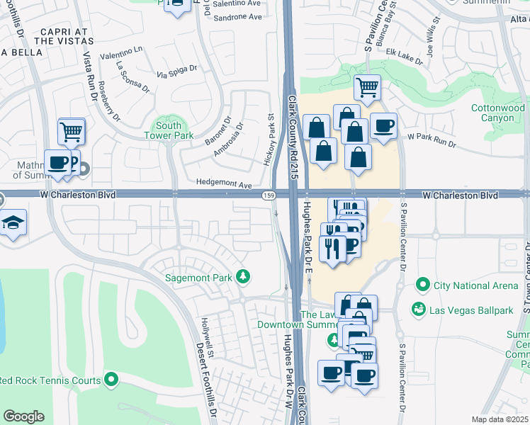 map of restaurants, bars, coffee shops, grocery stores, and more near 11231 Hidden Peak Avenue in Las Vegas