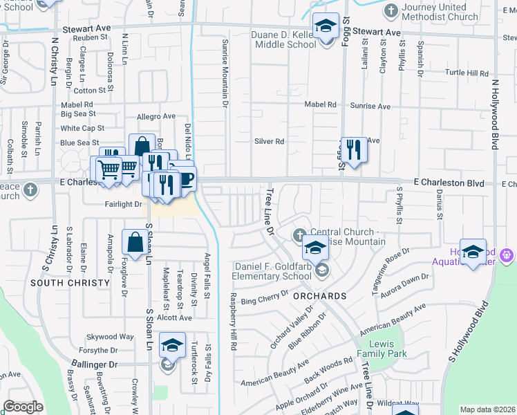 map of restaurants, bars, coffee shops, grocery stores, and more near 1229 Black Cherry Street in Las Vegas
