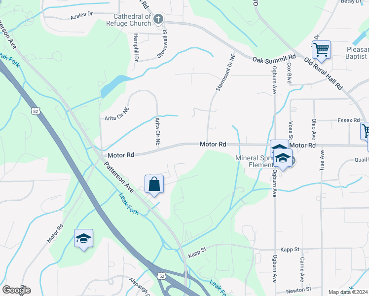 map of restaurants, bars, coffee shops, grocery stores, and more near 644 Motor Road in Winston-Salem