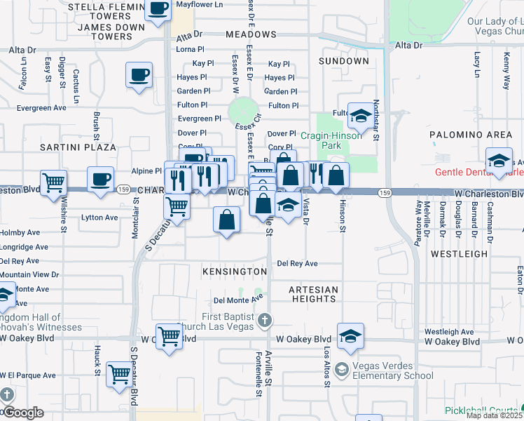 map of restaurants, bars, coffee shops, grocery stores, and more near 4465 South Arville Street in Las Vegas