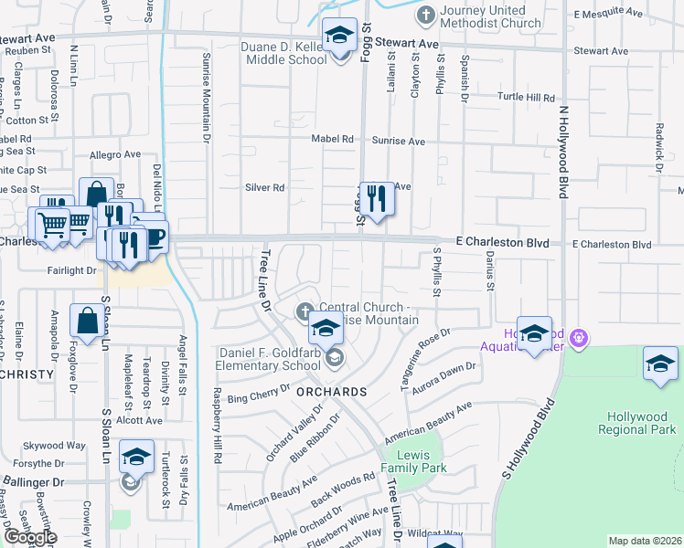 map of restaurants, bars, coffee shops, grocery stores, and more near 6303 Navajo Gorge Court in Las Vegas