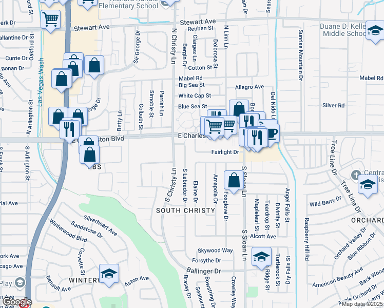 map of restaurants, bars, coffee shops, grocery stores, and more near 5610 Blossom View Avenue in Las Vegas