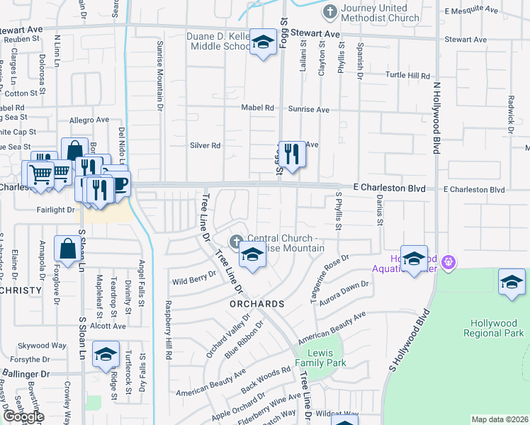 map of restaurants, bars, coffee shops, grocery stores, and more near 6297 Aztec Crossing Court in Las Vegas