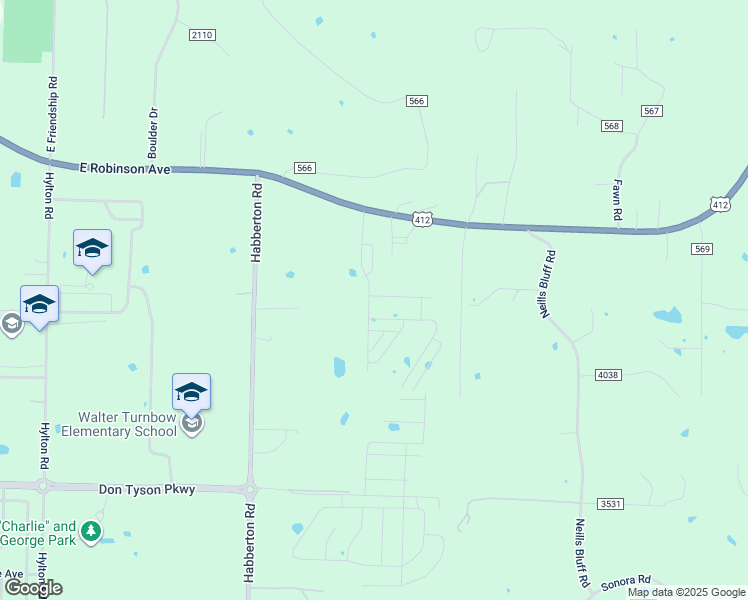 map of restaurants, bars, coffee shops, grocery stores, and more near 2833 Ferriel Lane in Springdale