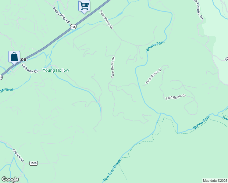 map of restaurants, bars, coffee shops, grocery stores, and more near 101-289 Ontario Ridge in Boone