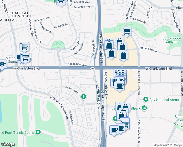map of restaurants, bars, coffee shops, grocery stores, and more near 11231 Hidden Peak Avenue in Las Vegas