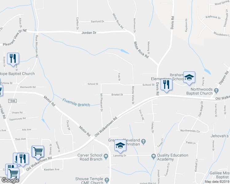 map of restaurants, bars, coffee shops, grocery stores, and more near 2146 Bristol Street in Winston Salem