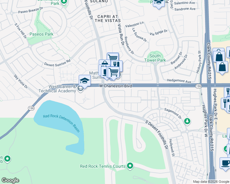 map of restaurants, bars, coffee shops, grocery stores, and more near 11717 Bradford Commons Drive in Las Vegas