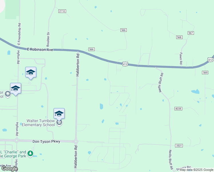 map of restaurants, bars, coffee shops, grocery stores, and more near 2833 Ferriel Lane in Springdale