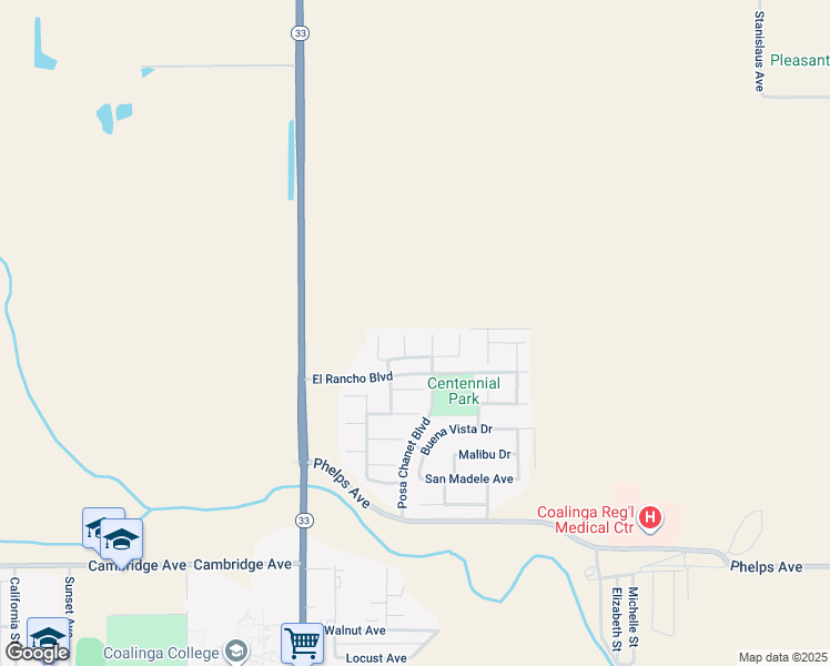 map of restaurants, bars, coffee shops, grocery stores, and more near 3044 Balboa Court in Coalinga