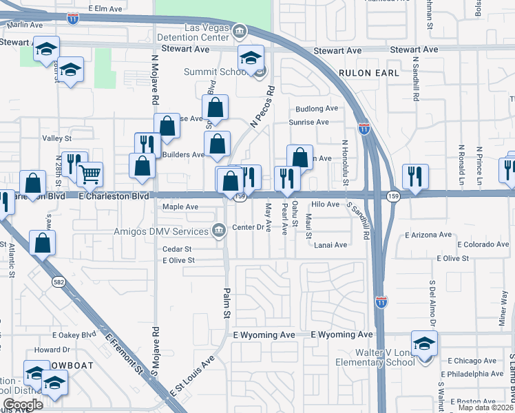map of restaurants, bars, coffee shops, grocery stores, and more near 1000 June Avenue in Las Vegas
